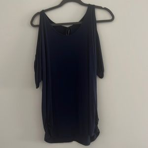 Navy tie back cold shoulder top